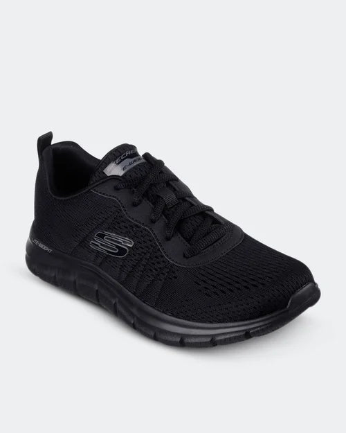 SKECHERS LACE UP TRACK BLACK WOMANS