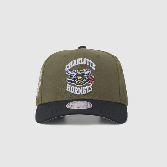 MITCHELL AND NESS PRO PINCH HORNETS SNAPBACK OLIVE